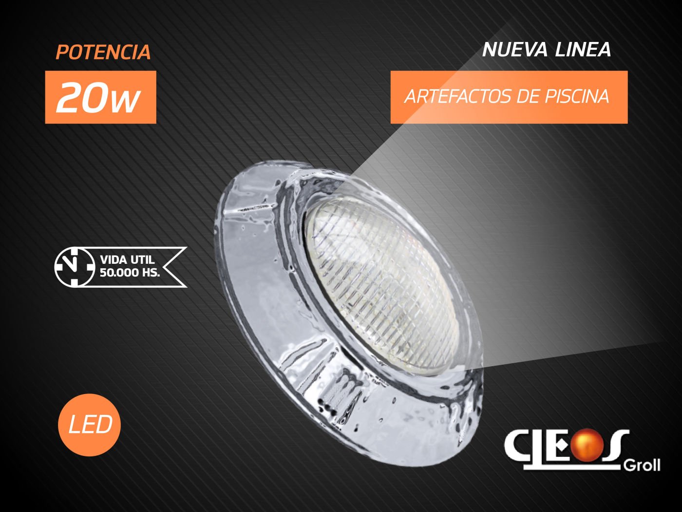 Luminaria de LED de acero para piscina